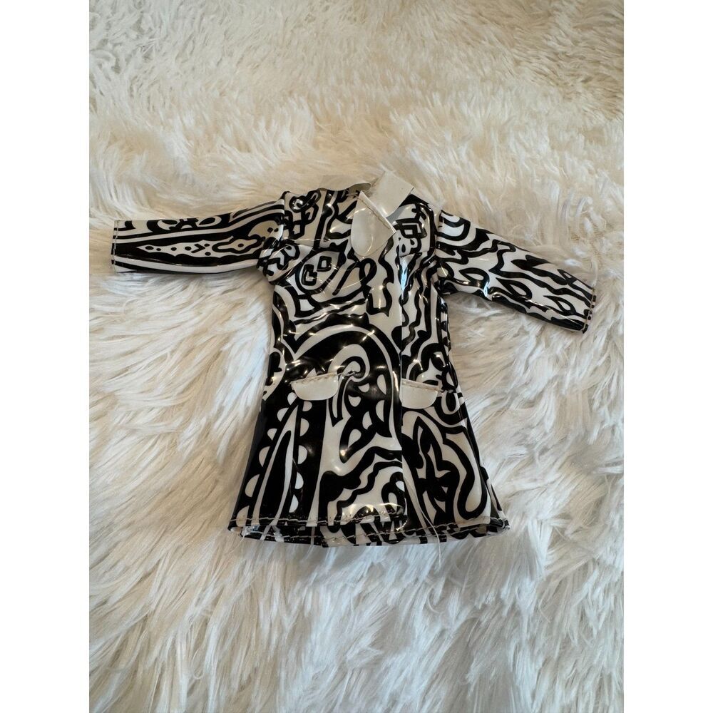 Vintage Barbie vinyl raincoat; black and white so cute